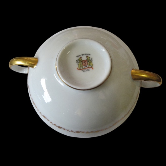 3 - GERMANY ROYAL BAYREUTH ROSALIND SOUP/CREAM CUP & SAUCER GOLD TRIM - Picture 6 of 6